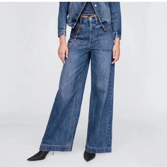 Cult Gaia x GAP High Rise Stride Chain Jean Pantolon NWT size 28/6 - Picture 13 of 13